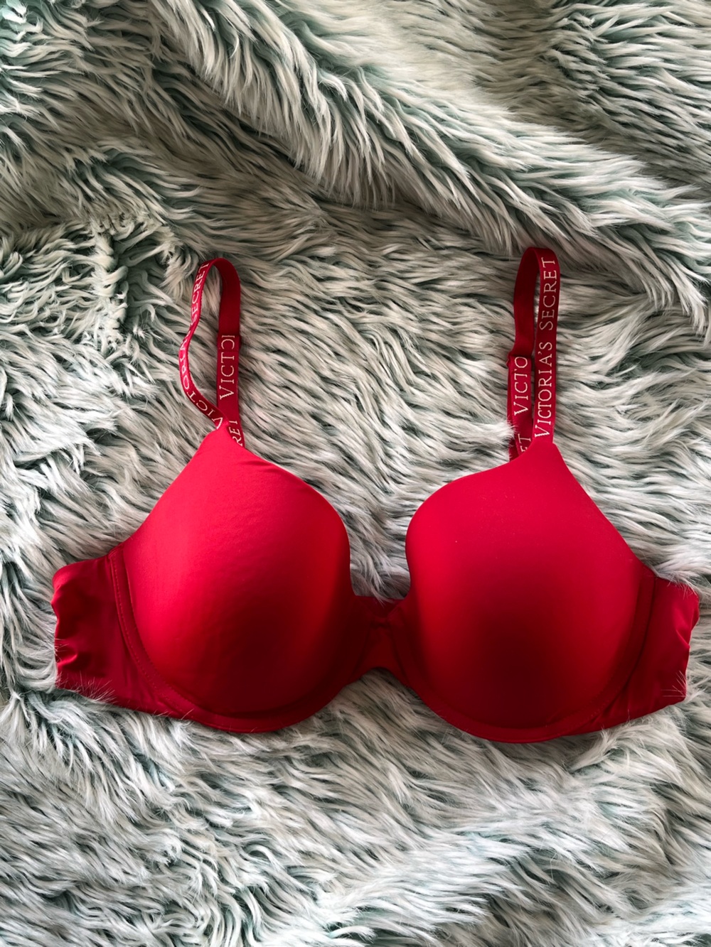 Victoria's Secret Red Smooth Padded Bra with Branded Straps. Size 36 C